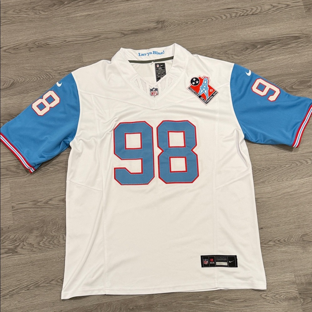 Nike vapor FUSE White and Blue Simmons Jersey#98